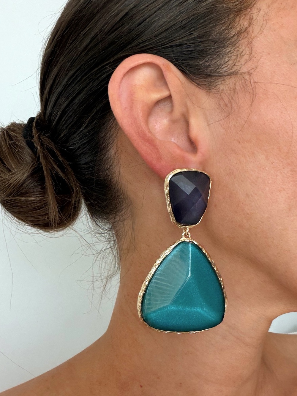 Statement Lovisa Blue & Gold Stone Drop Earrings